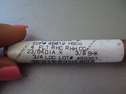 Weldon Double End Mills 23/64" x 3/4" x 3-1/2" 4F HSCo QTY 2  COA
