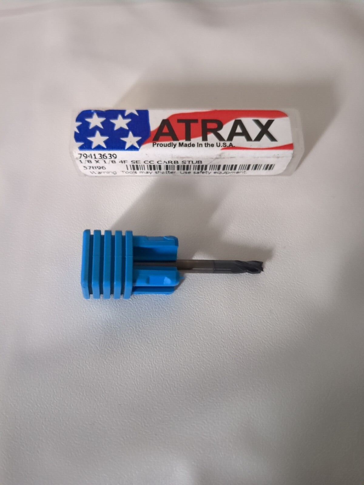 Atrax Square End Mill: 1/8" Dia, 1/4" LOC, 4 Flute, Solid Carbide 79413639