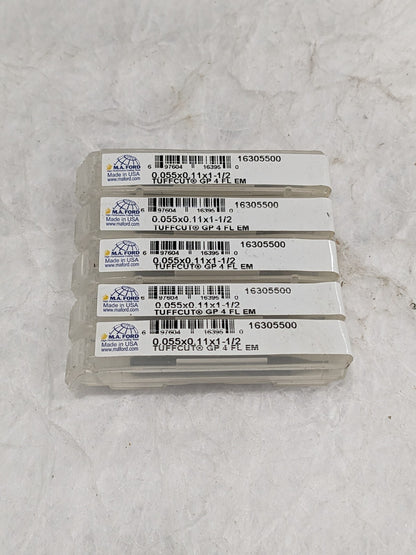 M.A. FORD Square End Mill: 0.0550" Dia, 0.11" LOC, 4 Flute Qty 5 16305