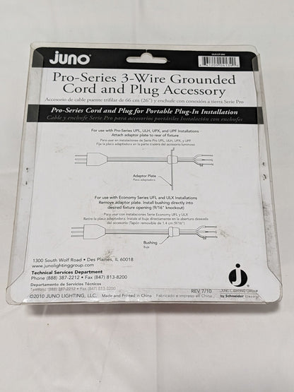 Juno Lighting 6’ Cord And Plug Connector 3-Wire White ULH-CP-WH