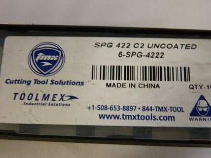 ToolMex  SPGN 422 Uncoated C2 General Purpose Milling Insert QTY 10 6-SPG-4222