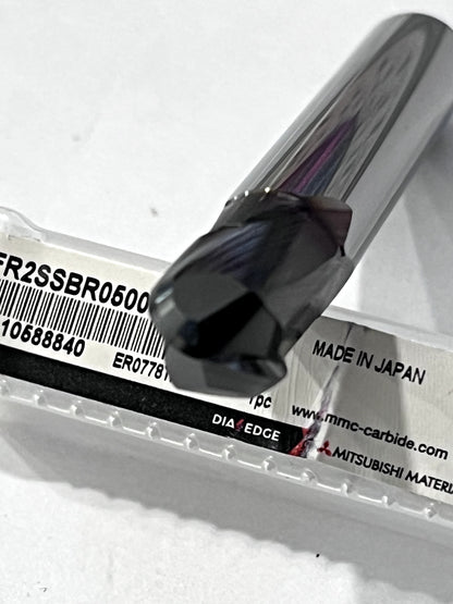 Mitsubishi Ball End Mill: 10.00 mm Dia, 10.00 mm LOC, 2 Flute, Solid Carbide