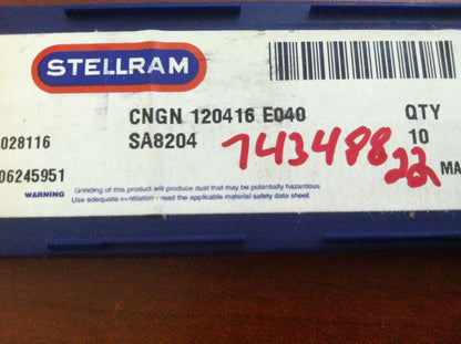 Stellram CNGN120416-E040 SA8204 Indexable Ceramic Turning Inserts Qty. 10