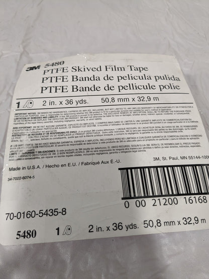 3M Polytetrafluroethylene Film Tape 2" W, 36 yd L, 3.7 mil Thick 7000029152