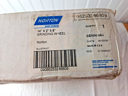 Norton Surface Grinding Wheel 14" Dia 2" Thick 5" Arbor 46 Grit 6