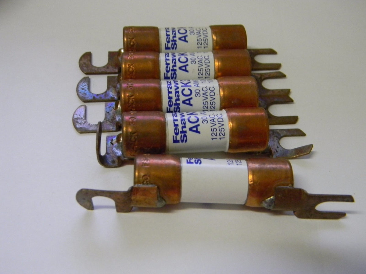 Ferraz Shawmut Time Delay Amperage Rating A30 Forklift & Truck Fuses Qty 5 ACK30