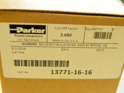 Parker Crimp Hose Fitting Female 71 Series 16 JIC 37 x 1" Qty. 2  13771-16-