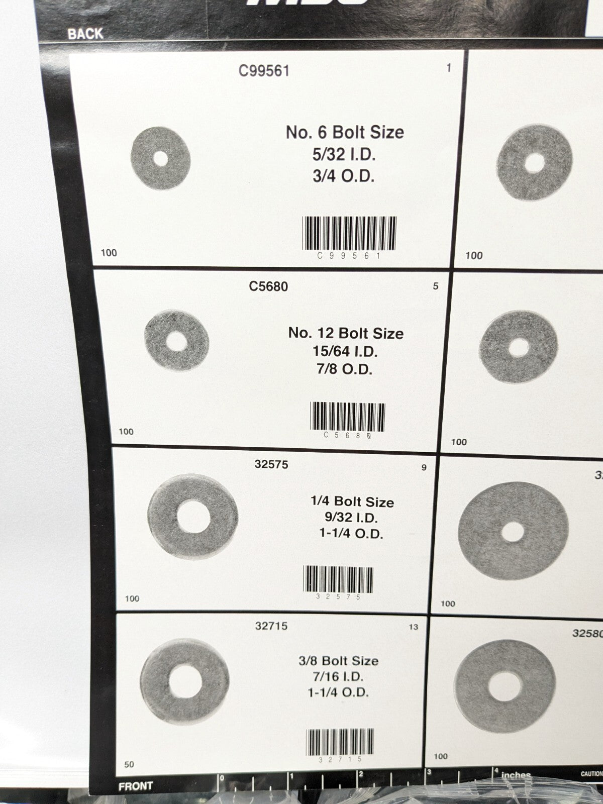 1450 Piece Fender Washers No 6 - 3/8" Diameter 8539