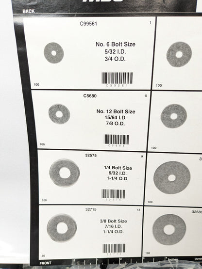 1450 Piece Fender Washers No 6 - 3/8" Diameter 8539