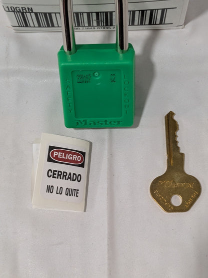 Master Lock Lockout Padlock: Keyed Different, Thermoplastic Box of 6 410GRN