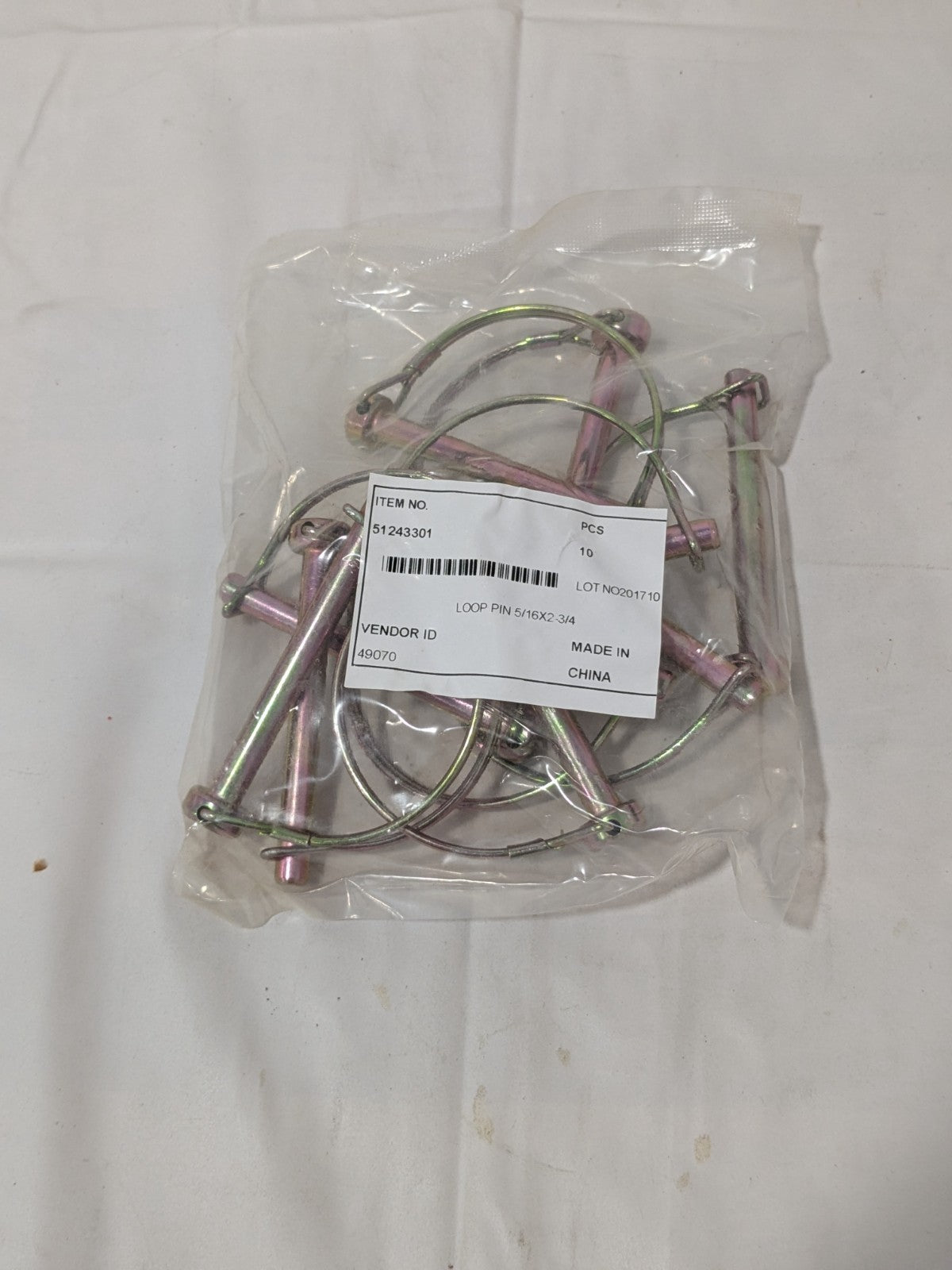 Standard Snap & Locking Pin: 5/16" Pin Dia, 2" OAL, 2-3/4" Length Qty 10 5124330