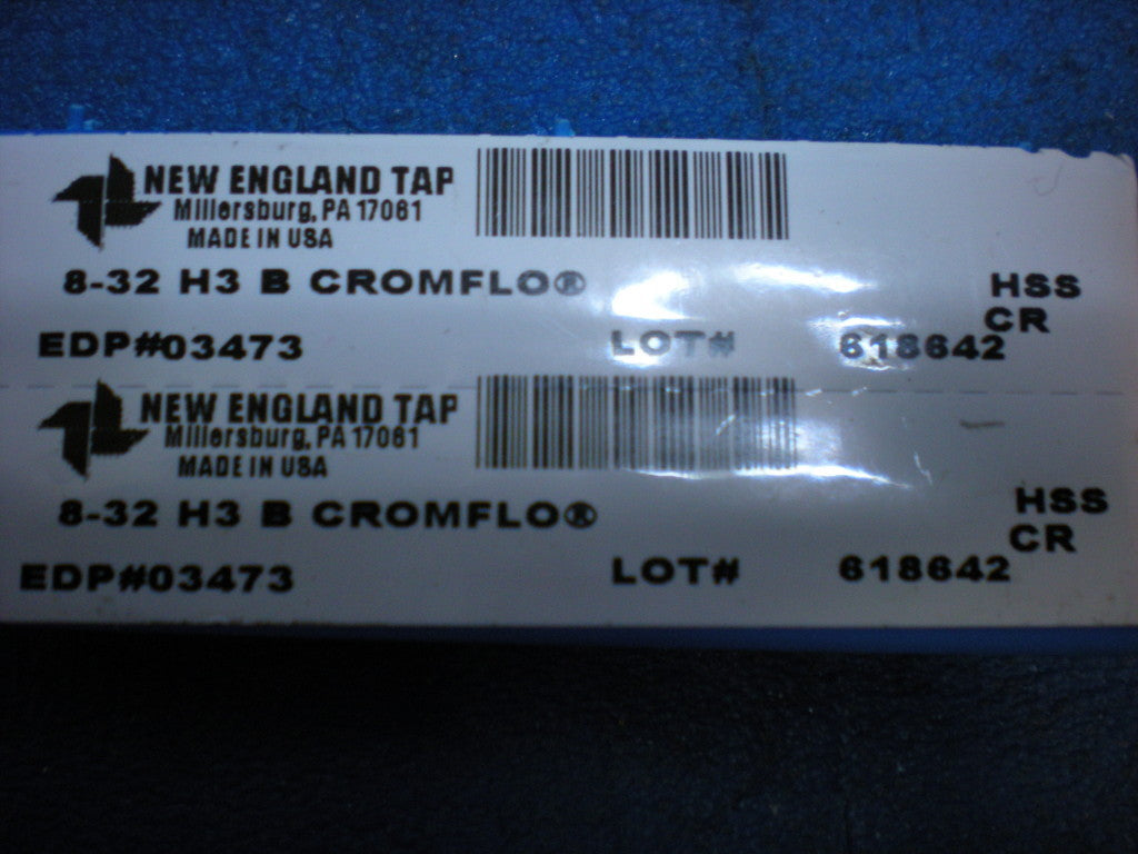 New England Tap #03473  8-32 NC HSS H3 Bright Bottoming Hand Taps