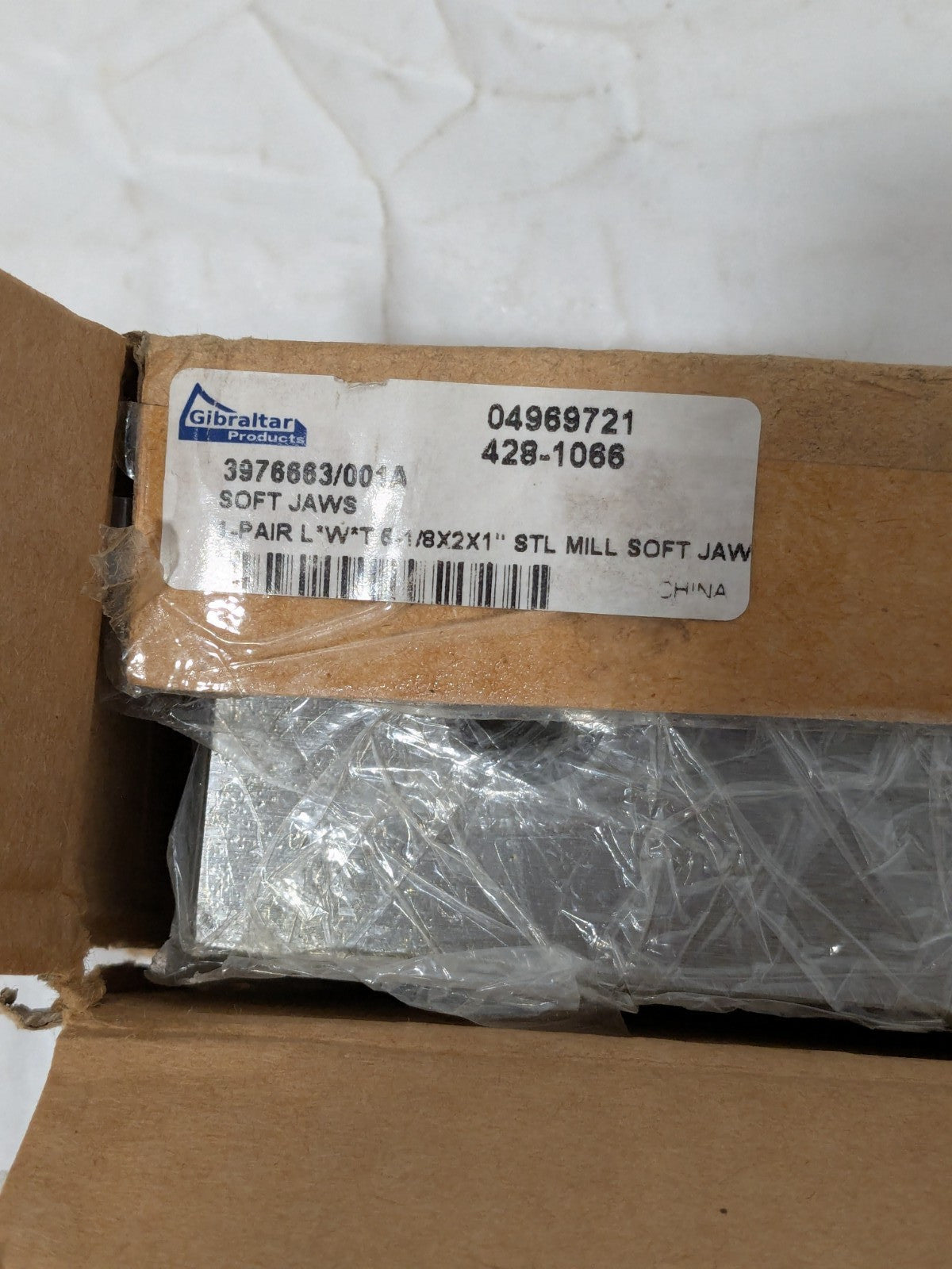 GIBRALTAR Vise Jaw: 6.125″ Wide, 2″ High, 1″ Thick, Flat 1 Pair 428-1066