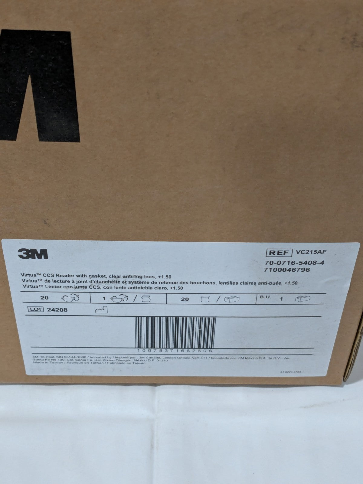 3M Magnifying Safety Glasses: 1.50, Clear Lenses Box of 20 7100046796