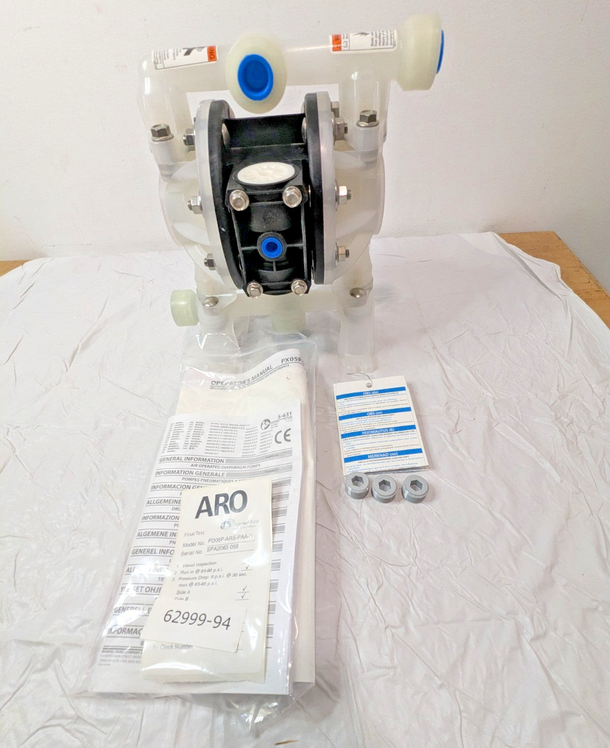 ARO/Ingersoll-Rand Air 1/2" Diaphragm Pump Polypropylene Housing PD05P-ARS-PAA-B