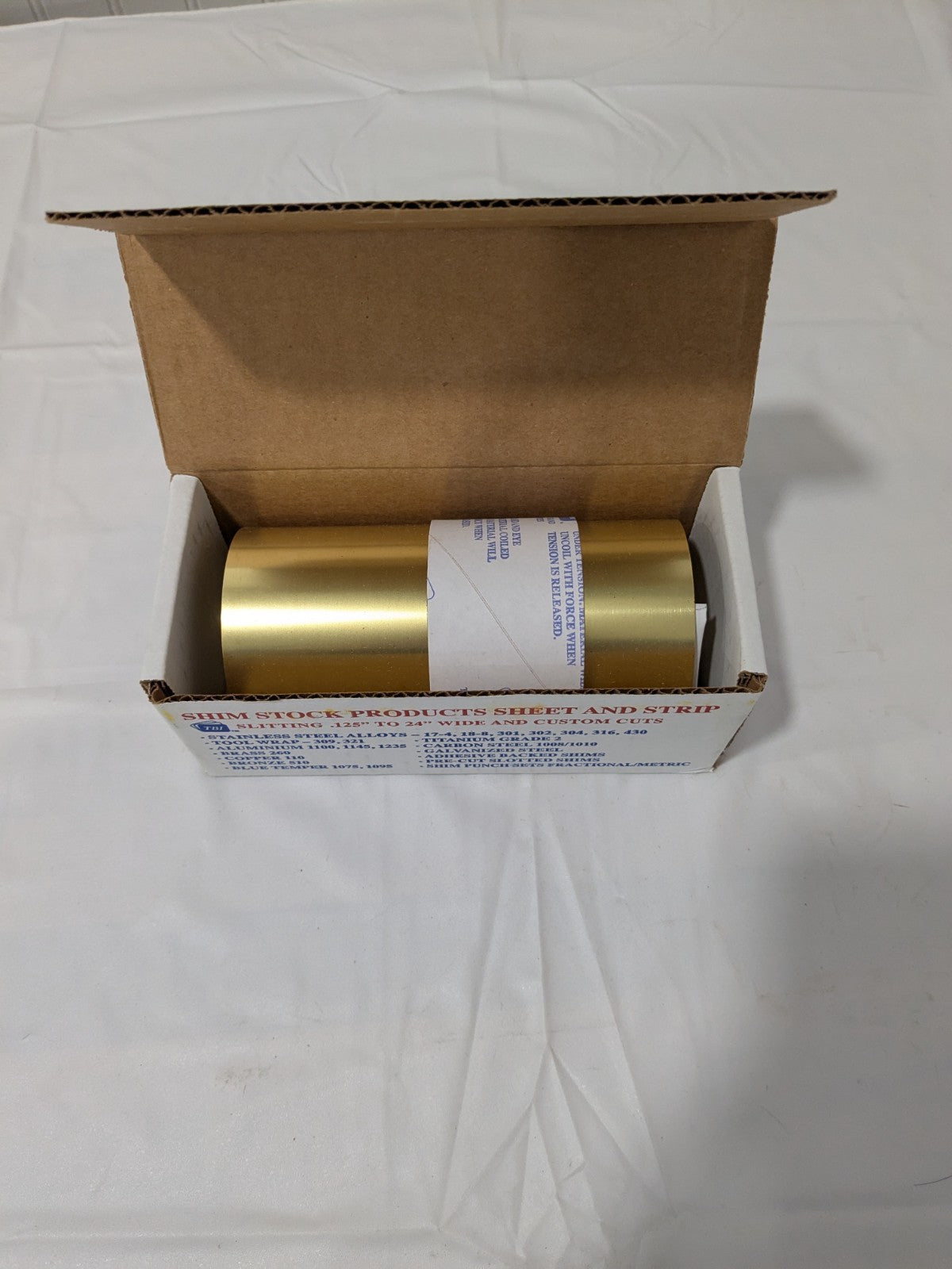 TBI Shim Stock: 0.009'' Thick, 60'' Long, 6" Wide, 260 Alloy Brass M-BBN60-9