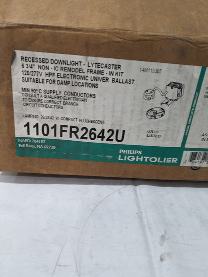 LIGHTOLIER Non-IC Housing, Frame-In Kit, Compact Fluorescent, 6-3/4" 1101FR2642U