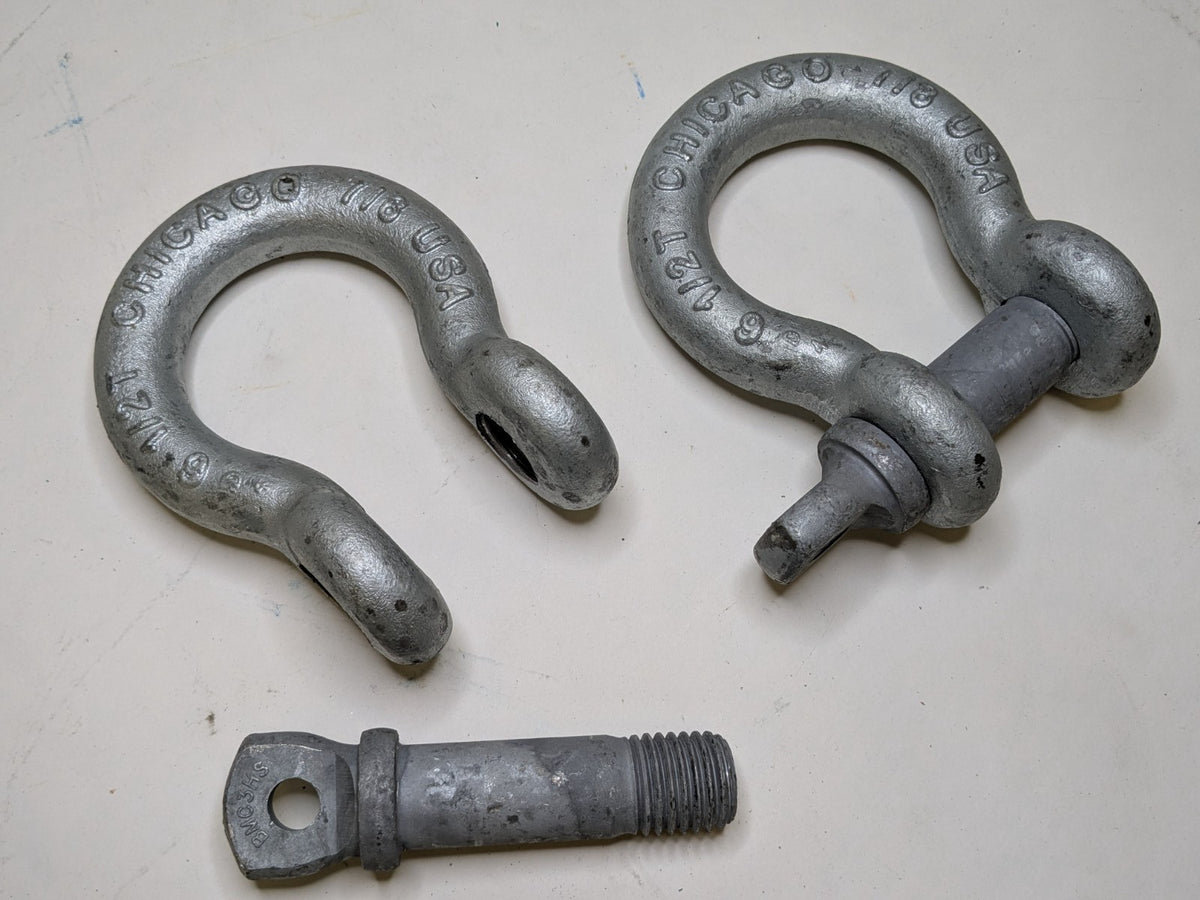 Lot of 2 Chicago Hardware 7/8" Screw Pin Anchor Shackle 6-1/2 Ton Cap. 2014