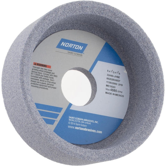 Norton Grinding Wheel: 5" Dia, 60 Grit, J Hardness, Type 6 66252830837