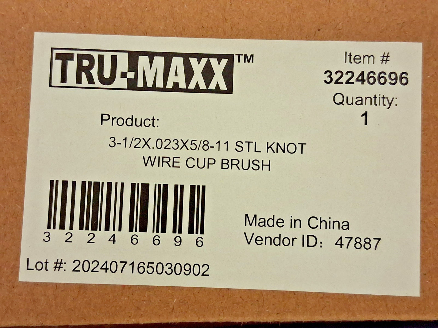 Tru-Maxx Knotted Cup Brush 3-1/2" Dia 0.023" Wire Dia GSSC000007