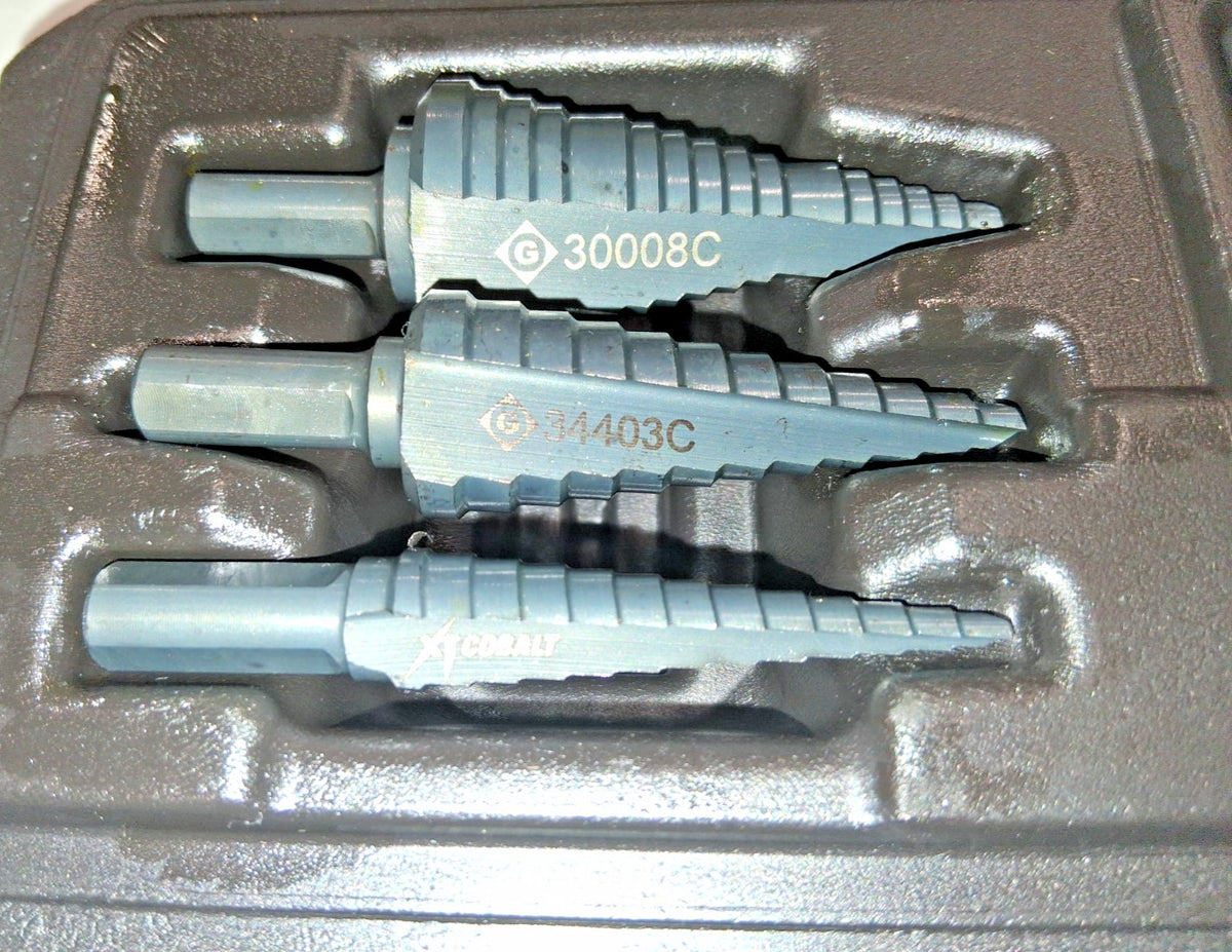 Greenlee 3 Piece Cobalt Step Drill Bit Set 1/8 to 1-3/8" 60 deg 35884C