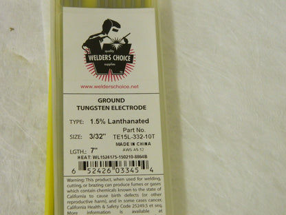 Welder's Choice Arc Welding Electrode 3/32" x 7" Qty 9  TE15L-332-10T