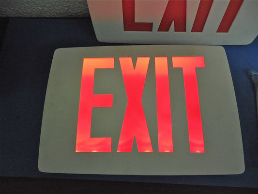 Lithonia 60W LED Exit Sign White - 2 Sided w/ Battery BU  LQC W 1 R EL N