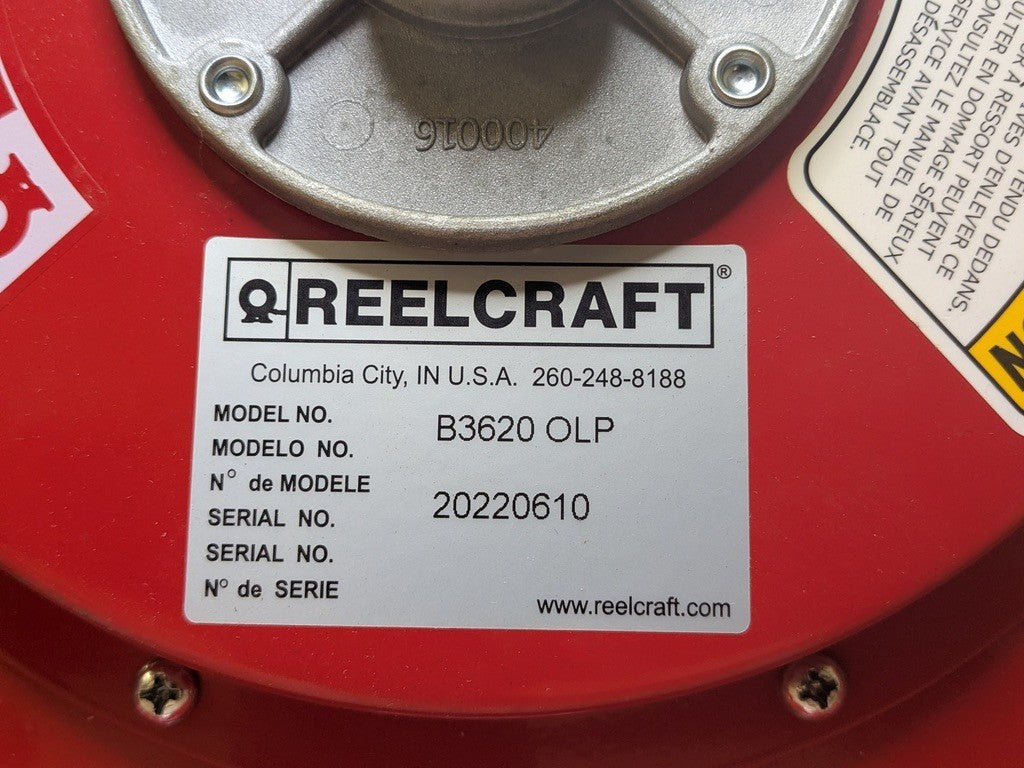 Reelcraft Compact Heavy Duty Hose Reel 20 Ft.x 3/8 In. B3620 OLP Parts / Repair