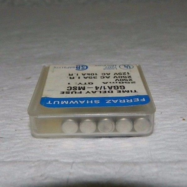 Ferraz Shawmut Time Delay Miniature Glass Fuse 250 VAC 0.25A 5-Pack GGA1/4