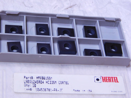 Hertel Carbide Inserts LNEQ1245R04 Grade-HC335M Qty-9  HMX96155M