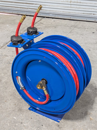 CoxReels Spring Retractable Dual Hose Reel 50 Ft. x 3/8 In. C-LP-350-350