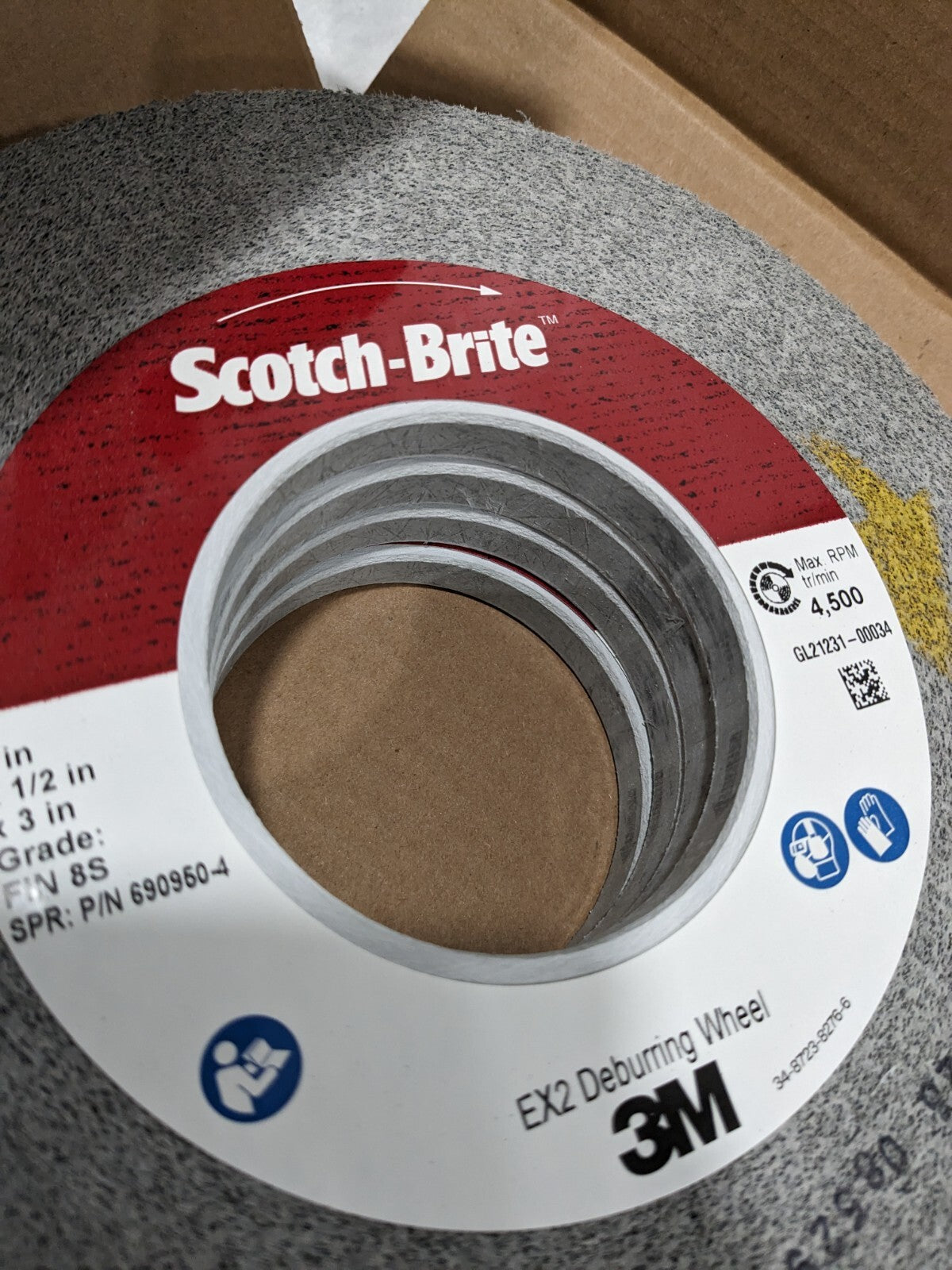 3M EX2 Deburring Wheel, 8 in x 1/2 in x 3 in 8S FIN, Qty 4 7010366637