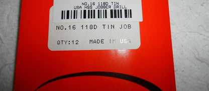 Hertel Jobber Drill No. 16 x  3-3/8 OAL HSS QTY 12 71173165