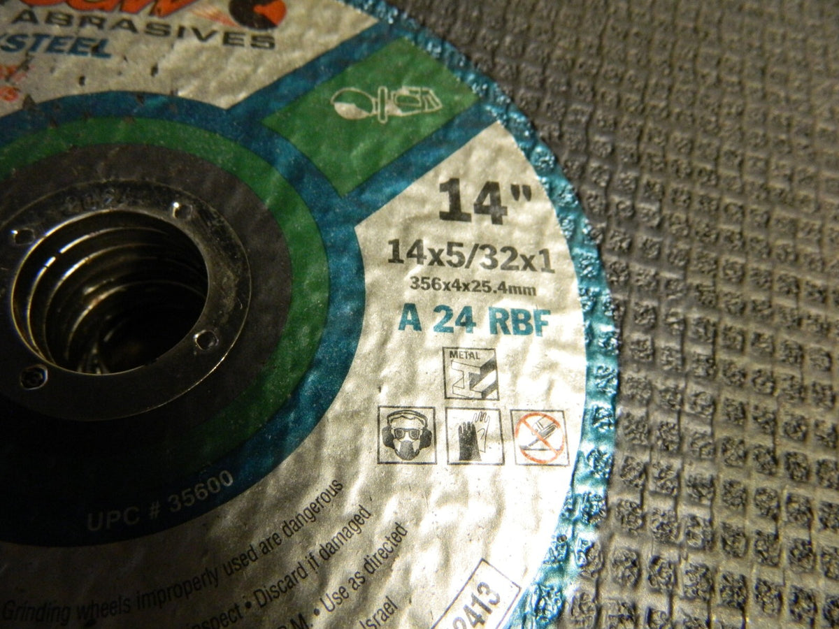CGW Abrasives AO Cut-Off Wheel Type 1, 14" Dia, 5/32" Thick, 1" H Qty 10 35600