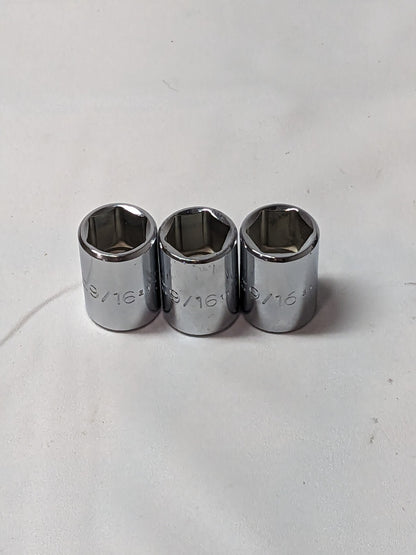 PROTO Standard Hand Socket: 3/8" Drive, 9/16" Socket, 6-Point Qty 3 J5218H