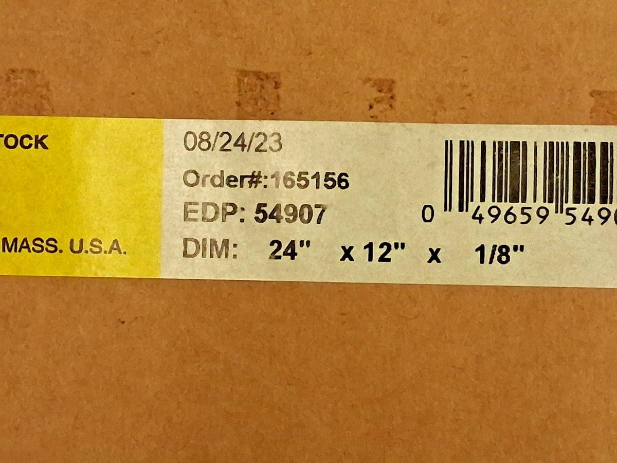 Starrett Low Carbon Steel Flat Stock 24 x 12 x 1/8" 54907