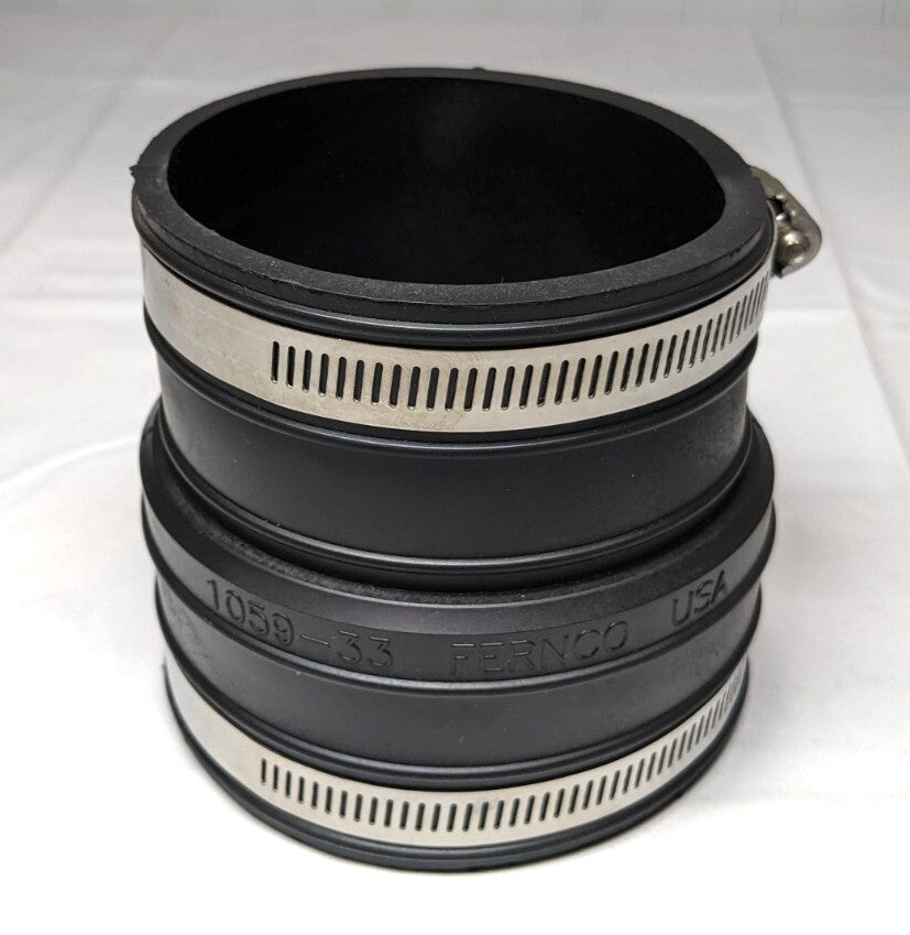 FERNCO Flexible Pipe Coupling with Clamp 3" Socket To 3" Pipe  *QTY 2*  1059-33