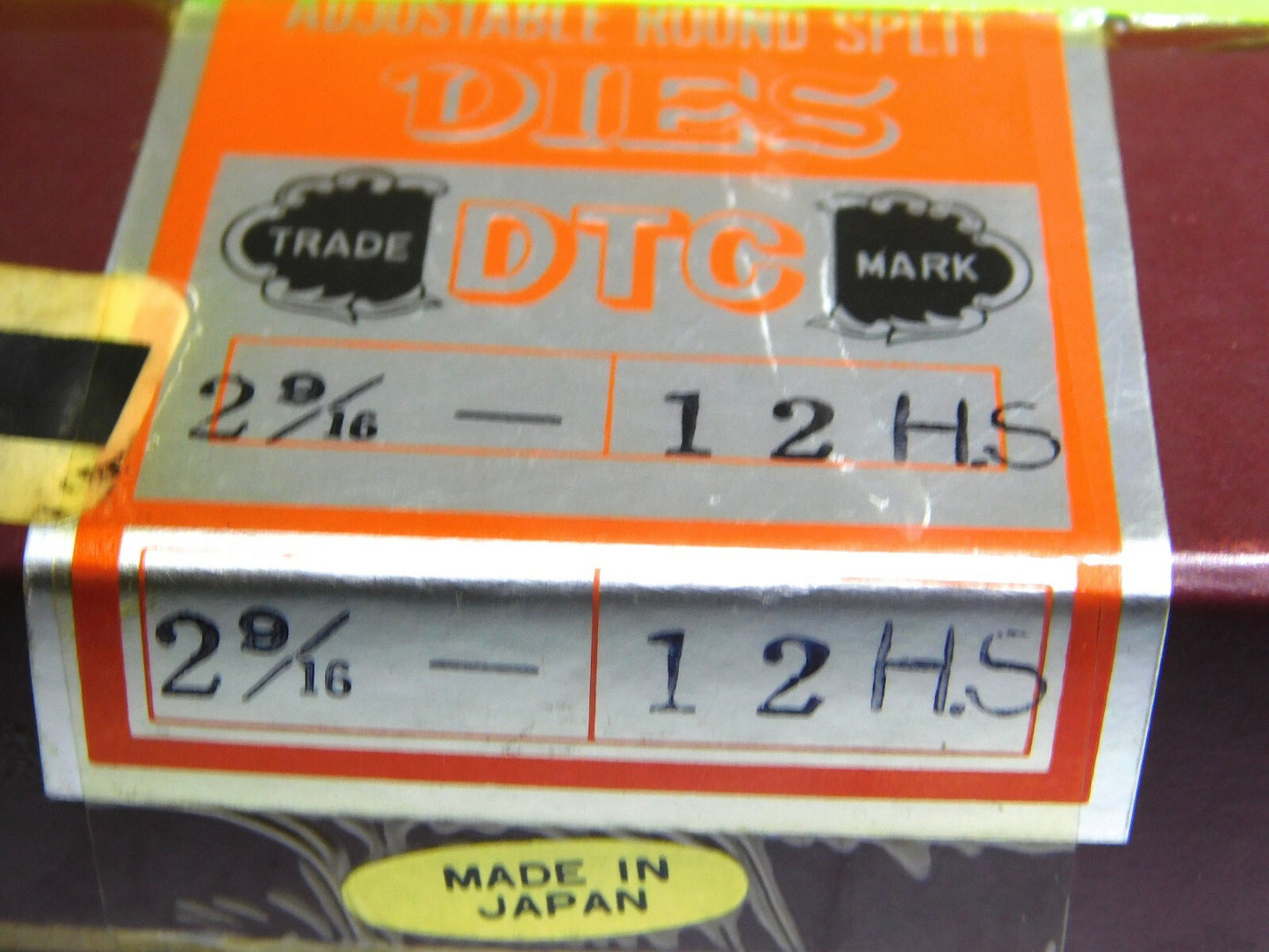 DTC HSS Adjustable Round Split Die 2-9/16-12 Thread Right Hand 4 OD 74734039