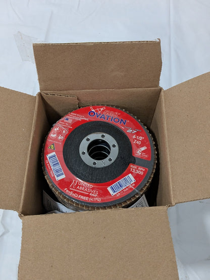 United Flap Disc: 4-1/2" Dia, 7/8" Hole, Zirconia Alumina, Type 27 Qty 10 78006