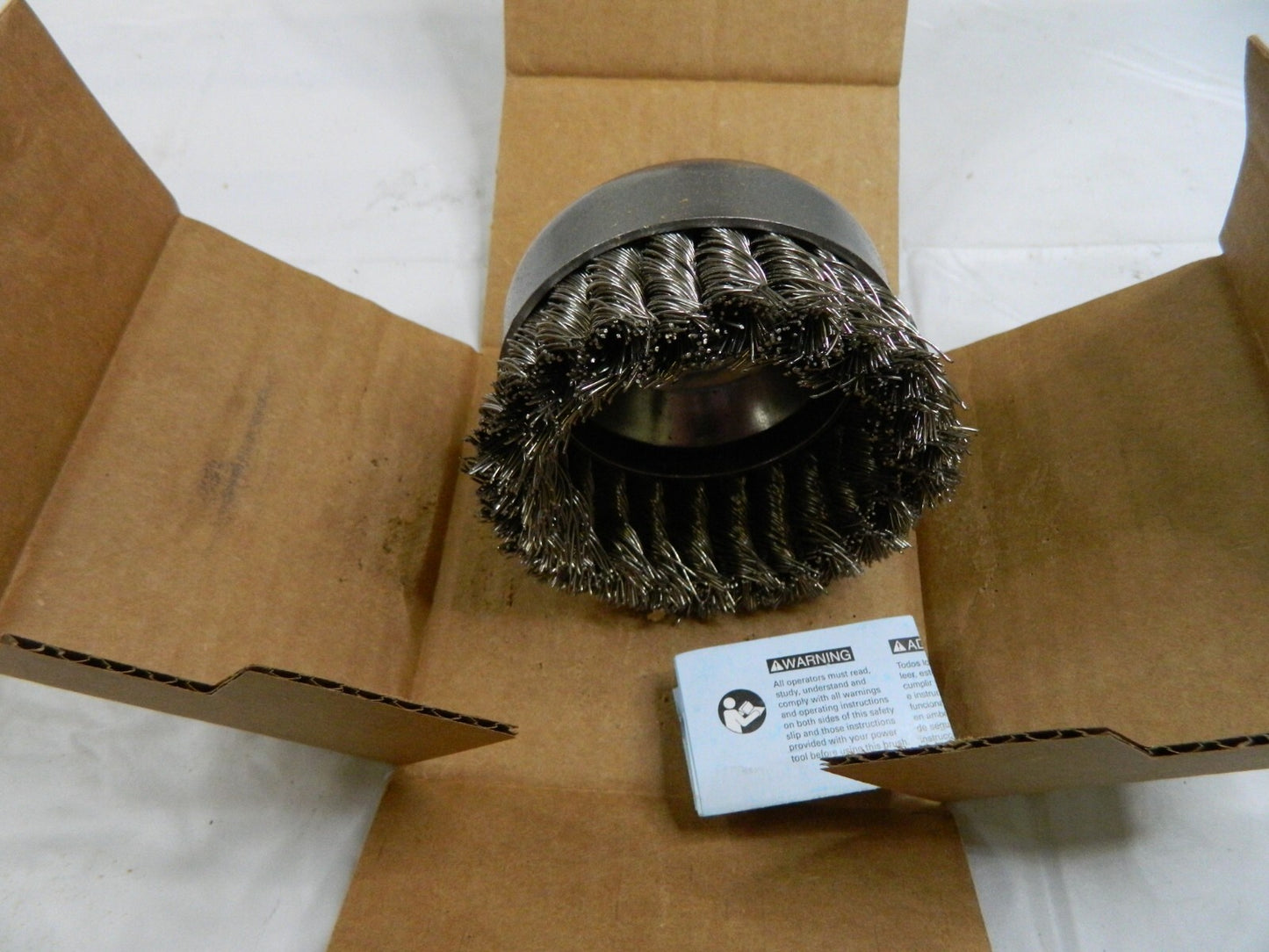 Cup Brush: 4 Dia, 0.023 Wire Dia, Stainless Steel, Knotted BD-B10374