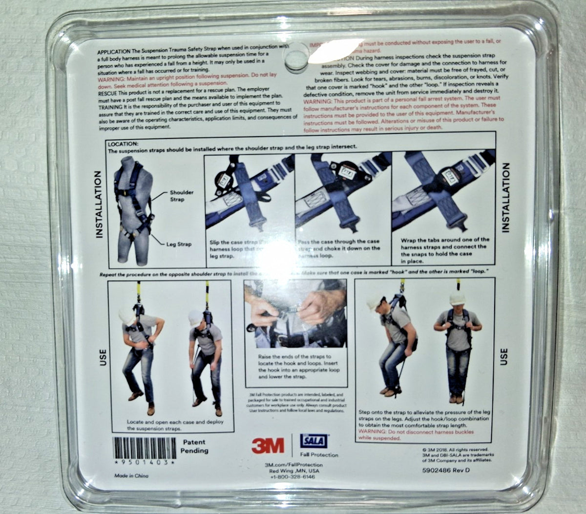 3M DBI-SALA LT WT BLK 1/PR Trauma Safety Straps 9501403
