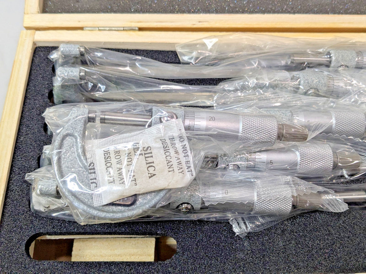 6 Piece Mechanical Outside Micrometer Set 0 to 6" Range 06314884