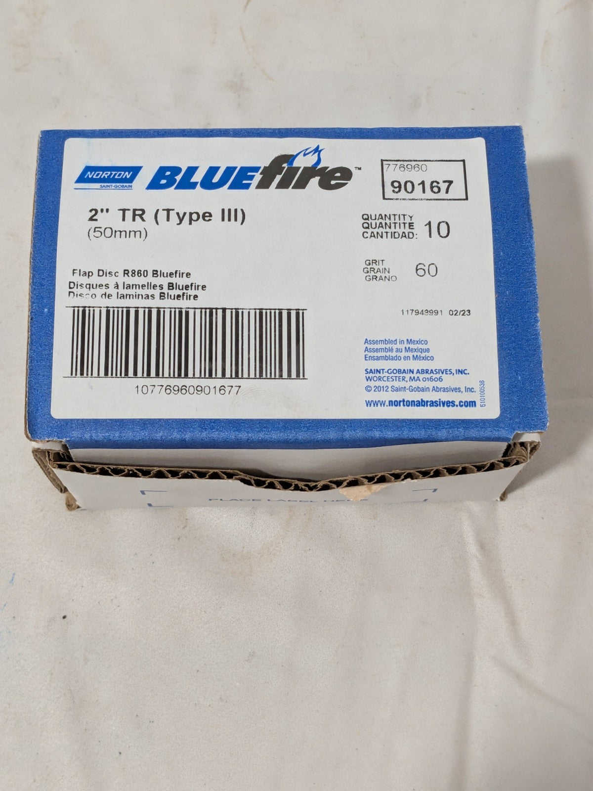 Norton Flap Disc: 2" Dia, 60 Grit, Zirconia Alumina, Flat Qty 10 77696090167