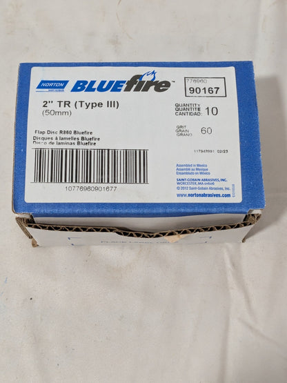 Norton Flap Disc: 2" Dia, 60 Grit, Zirconia Alumina, Flat Qty 10 77696090167