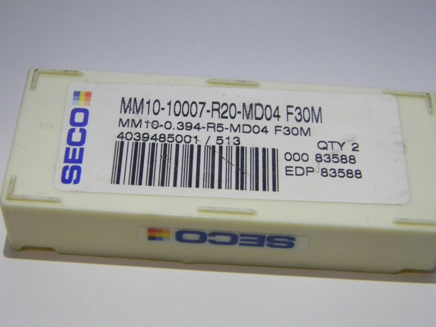 Seco Seco MM10 MD04 Grade F30M Carbide End Milling Tip Insert QTY 2  83588