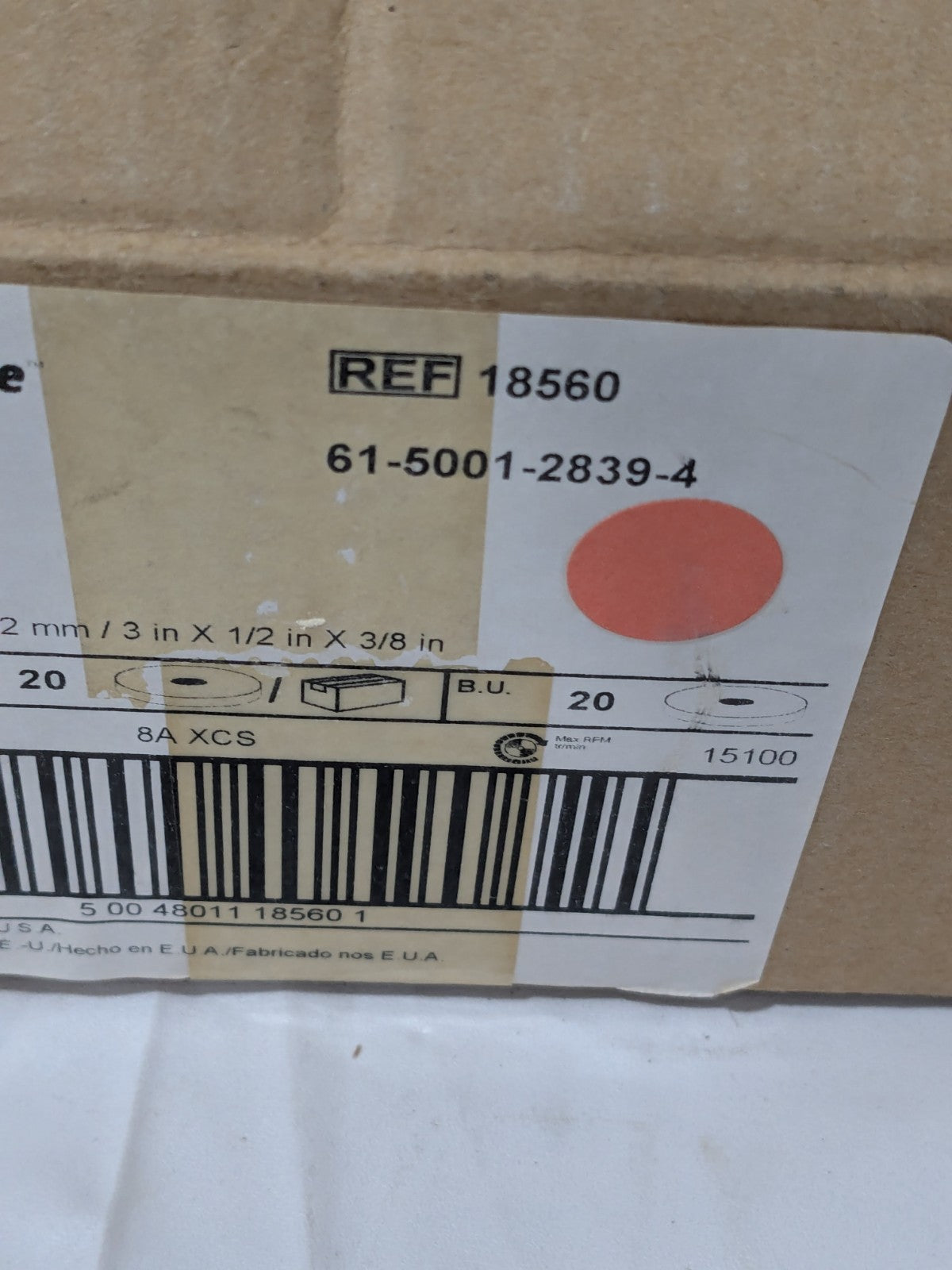 3M Deburring Wheel: 3" Dia, 1/2" Width, 3/8" Hole Qty 14 61500128