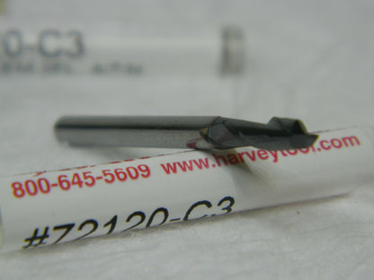 Harvey Tool Mini SQ End Mill .120D 2FL AITiN Qty 3 72120-C3