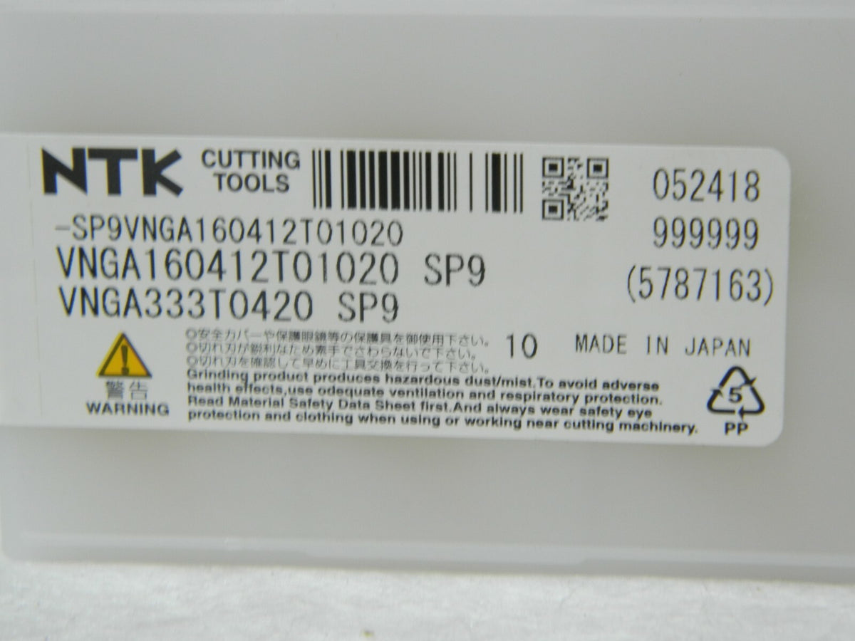 NTK Ceramic Turning Insert VNGA333T0420 SP9 35° Diamond Qty 10 5787163