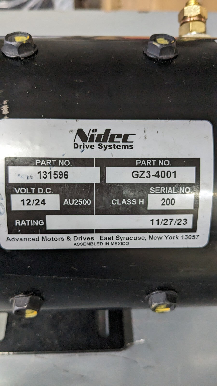 Nidec Motor  12 / 24 VDC Heavy Duty 8 Brush Motor 131596 GZ3-4001 Parts / Repair