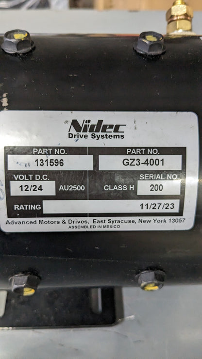 Nidec Motor  12 / 24 VDC Heavy Duty 8 Brush Motor 131596 GZ3-4001 Parts / Repair